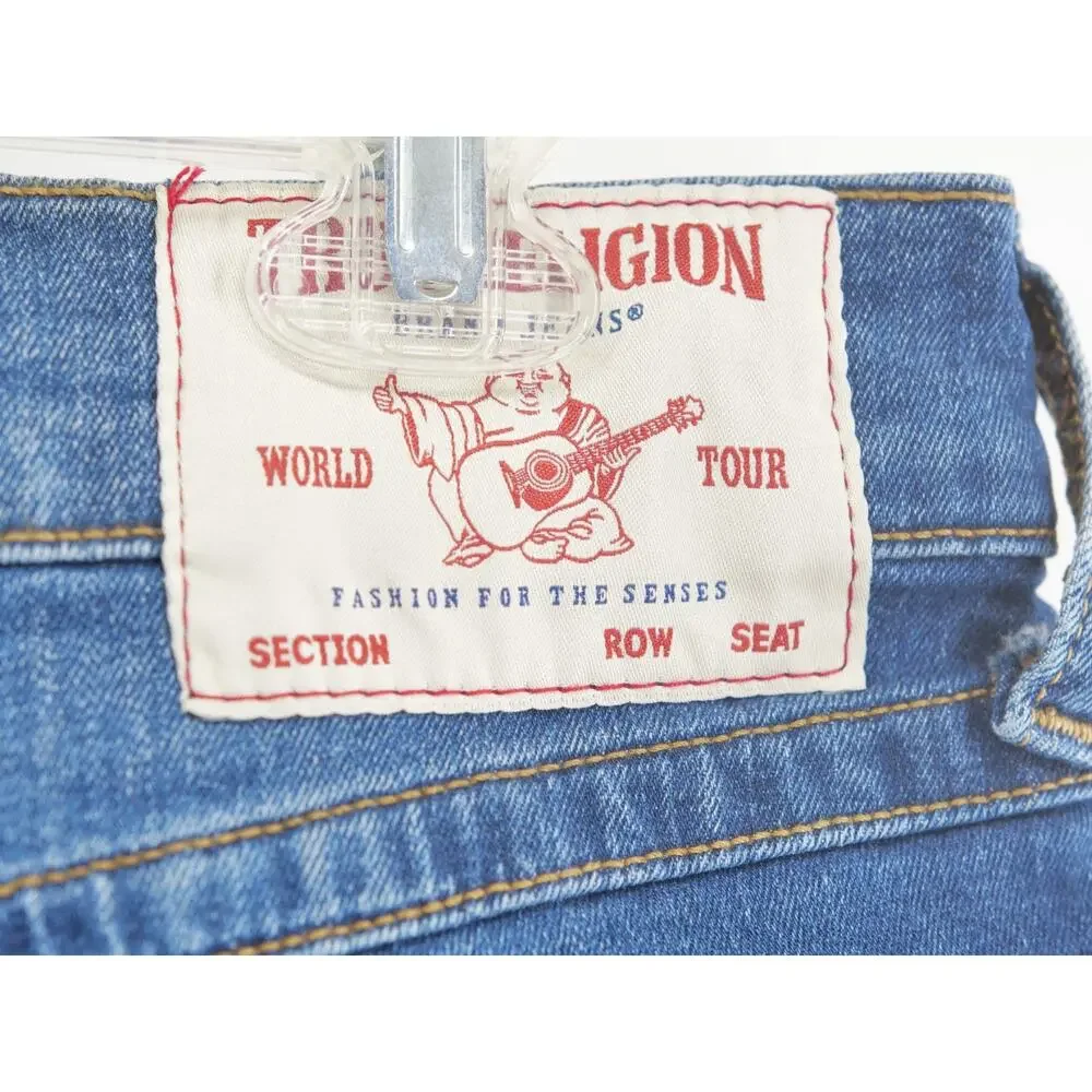 True Religion Ricky Relaxed Straight Jeans Mens Size 32x30 Tailored Blue Denim